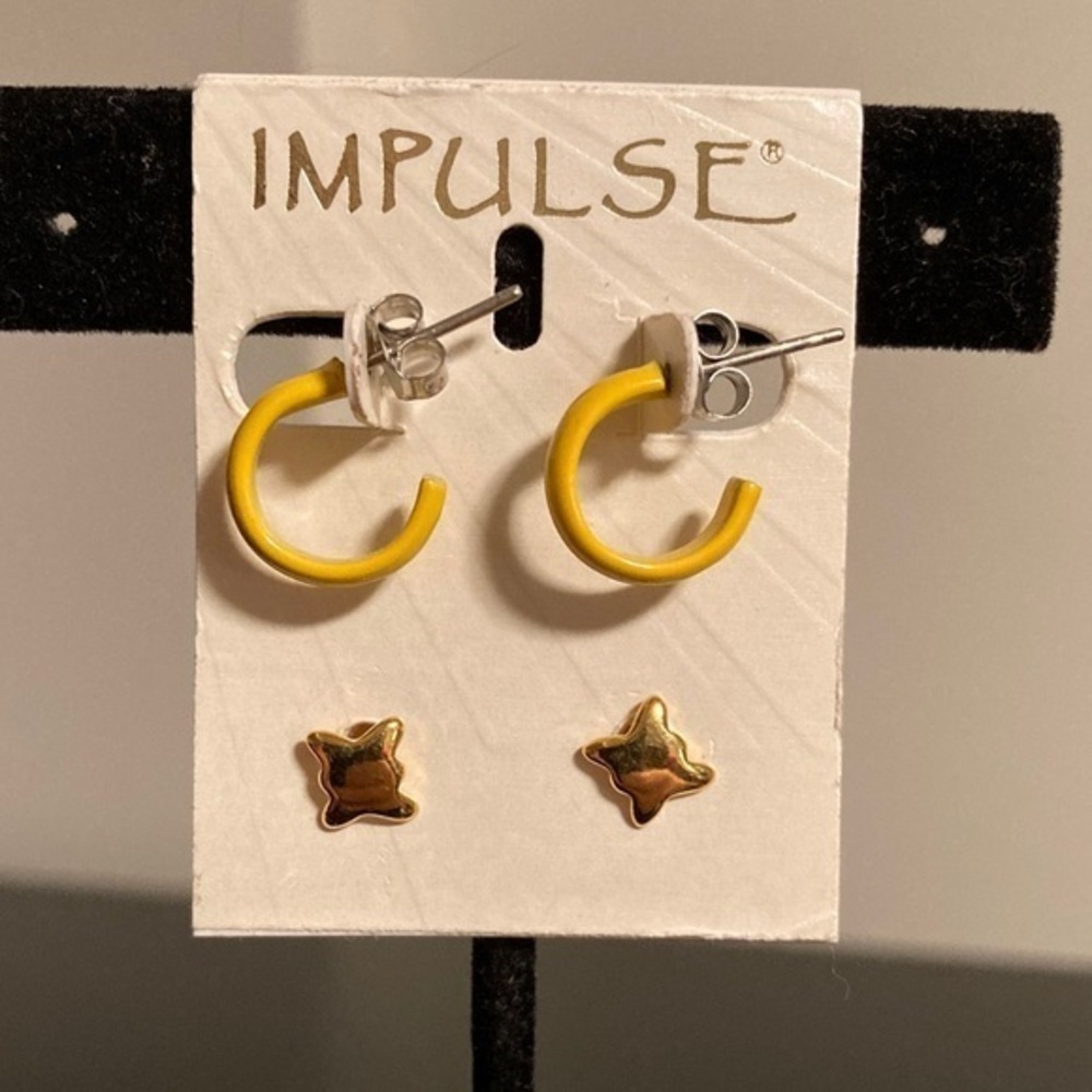 Pulse Yellow and Gold Star Kids Earrings